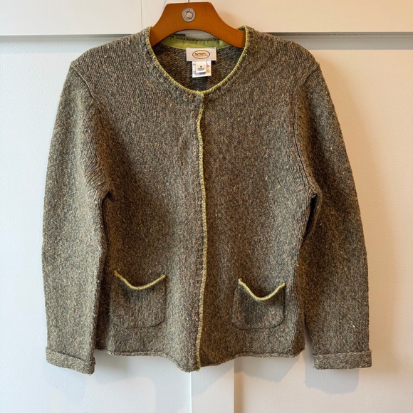 Talbots Sweaters - Vintage Talbots Cardigan Sweater Wool Angora Green Pocket Grandma Snap Closure M